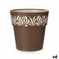 Zelfwaterende bloempot Stefanplast Gaia Bruin Plastic 29 x 29 x 29 cm (6 Stuks) - thumbnail