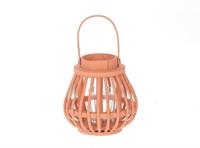 Lantaarn met glas h15cm roze - thumbnail