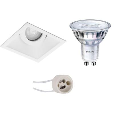 LED Spot Set - Pragmi Zano Pro - GU10 Fitting - Inbouw Vierkant - Mat Wit - Kantelbaar - 93mm - Philips - SceneSwitch 827 36D - 1.5W-5W - Warm Wit 2200K-2700K - Dimbaar