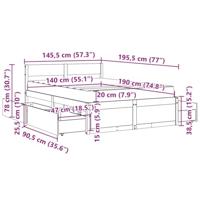 Bed met lades en matras massief grenenhout wasbruin 140x190 cm - thumbnail