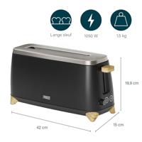 Princess 01.142361.01.001 Broodrooster met lange sleuf Zwart, Hout (licht) - thumbnail