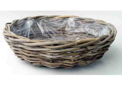 Bloempot Schaal Rotan Antique Grey D41H12 cm Van der Leeden - Van der leeden