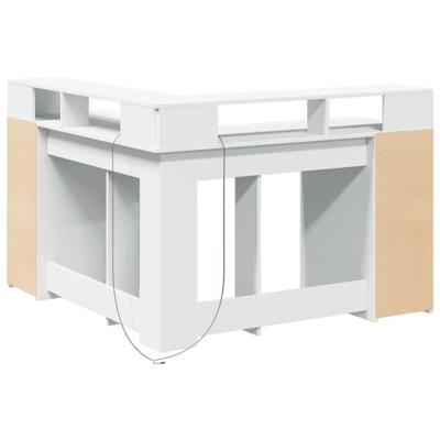Bureau met LED-verlichting 130x130x91 cm bewerkt hout wit - thumbnail