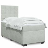 Boxspring met matras fluweel lichtgrijs 80x200 cm - thumbnail