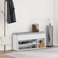 Schoenenbank 102x30,5x45 cm bewerkt hout wit - thumbnail