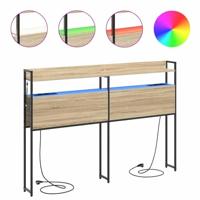 Opberghoofdbord met plank Sonoma eiken 160 cm Bewerkt hout - thumbnail