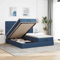 Ottoman bed met matrassen 180x200cm stof blauw - thumbnail