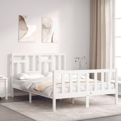 Bedframe zonder matras massief grenenhout wit 120x200 cm