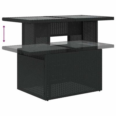 8-delige Loungeset met kussens poly rattan zwart - thumbnail