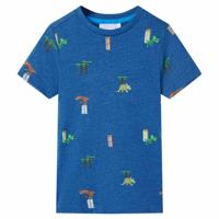 Kindershirt 140 gemleerd donkerblauw - thumbnail