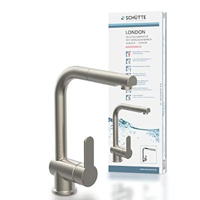 LONDON ééngreepsmengkraan keuken,lage druk, met uittrekbare sproeier, roestvrij staal lage druk kraan - alleen geschikt voor lage druk boilers/kleine accumulatoren (onder wastafel model) hoge uitl