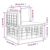 Tuinhoekbank met donkergrijze kussen poly rattan - thumbnail