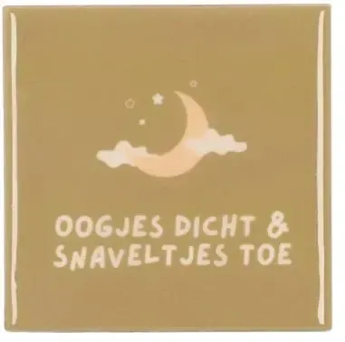 Daan Kromhout Design tegeltje keramiek oogjes dicht 10x10cm bruin