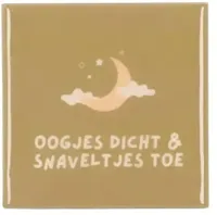 Daan Kromhout Design tegeltje keramiek oogjes dicht 10x10cm bruin - thumbnail