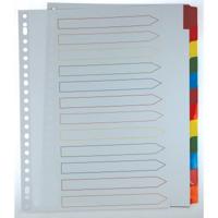 Pergamy tabbladen met indexblad, ft A4, 11-gaatsperforatie, geassorteerde kleuren, 12 tabs - thumbnail