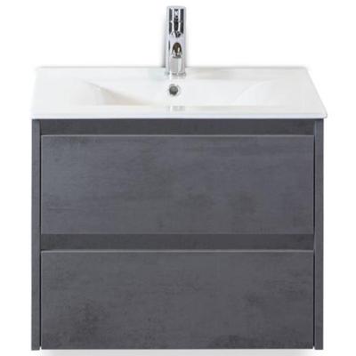 Dante Badmeubelset 60 cm - Beton Antraciet - Keramische Wastafel Wit Enjoy