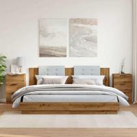 Nachtkastjes 2 st 40x36x65cm bewerkt hout artisanaal eikenkleur - thumbnail
