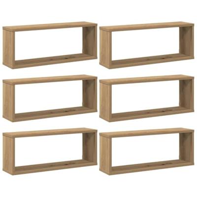Wandschappen kubus 6 st 60x15x23 cm hout artisanaal eiken