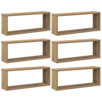 Wandschappen kubus 6 st 60x15x23 cm hout artisanaal eiken - thumbnail
