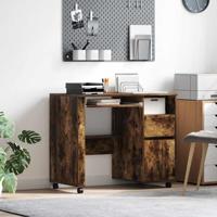 Bureau met Wielen Gerookt eiken 91 x 50 x 77 cm Bewerkt hout - thumbnail