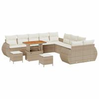 Tuinbankenset 13 pcs Beige poly rattan - thumbnail