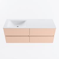 MONDIAZ VICA 130cm badmeubel onderkast Rosee 4 lades. Wastafel CLOUD links 1 kraangat, kleur Talc. - thumbnail