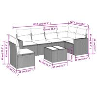 7-delige Loungeset met kussens poly rattan beige - thumbnail
