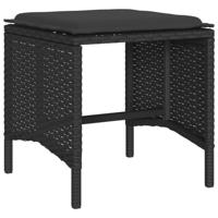 6-delige Loungeset met kussens poly rattan zwart - thumbnail
