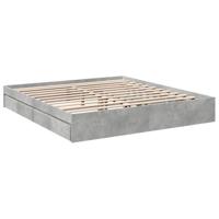 Bedframe met lades bewerkt hout betongrijs 200x200 cm - thumbnail
