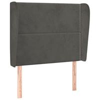 Hoofdbord met randen 83x23x118/128 cm fluweel donkergrijs - thumbnail