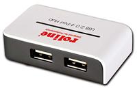 ROLINE USB 2.0 Hub, Black and White, 4 poorts, met voeding - thumbnail