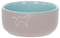 Voederbak ceramic grijs turquoise 500ml - thumbnail