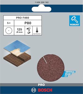 Bosch Accessories F460 Expert for Wood and Paint 1609200162 Schuurpapier voor schuurschijf Ongeperforeerd Korrelgrootte (num) 80 (Ø) 125 mm 5 stuk(s)