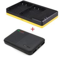 Powerpakket Deluxe: DMW-BLF19 duo oplader + 5000mAh Powerbank voor 2 Panasonic accu's DMW-BLF19 - thumbnail