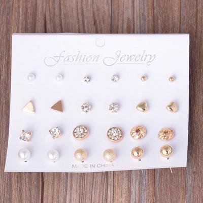 12 paar Sets geassorteerde meerdere Stud Earings sieraden Set met kaart voor vrouwen en Girls(Gold)