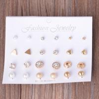 12 paar Sets geassorteerde meerdere Stud Earings sieraden Set met kaart voor vrouwen en Girls(Gold) - thumbnail