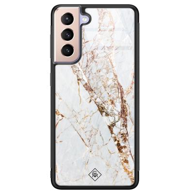 Samsung Galaxy S21 glazen hardcase - Marmer goud