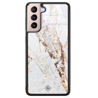 Samsung Galaxy S21 glazen hardcase - Marmer goud - thumbnail