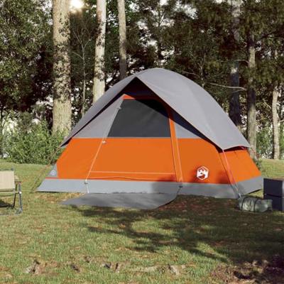 Koepeltent 3-persoons waterdicht grijs en oranje Koepeltent 3-persoons waterdicht grijs en oranje