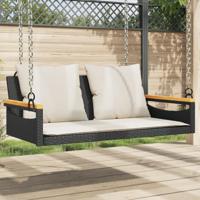 Schommelbank met kussens 109x62x40 cm poly rattan zwart - thumbnail