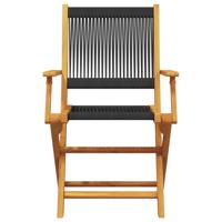 Tuinstoelen 8 st inklapbaar massief acaciahout zwart - thumbnail