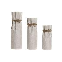 Set van 3 Vazen Home ESPRIT Beige Metaal Touw 17 x 17 x 54 cm (3 Onderdelen) - thumbnail