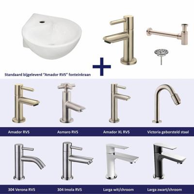 FonteinPack Porta Keramiek 35x35x14.5 cm RVS (Keuze uit 8 kranen)