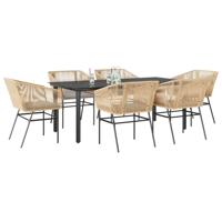 7-delige Tuinset met kussens poly rattan glas bruin - thumbnail