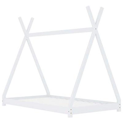 Kinderbedframe massief grenenhout wit 80x160 cm
