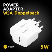 Intenso W5A white double pack USB-C-adapter 5 W USB-A Wit Thuis - thumbnail