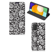Samsung Galaxy A03s Smart Cover Black Flowers - thumbnail