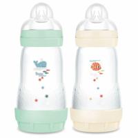 Set van 2 Babyflessen - MAM - Easy Start - Klassiek Anti-Koliek - 260 ml - Doorstroomsnelheid 2 spenen - Mint + Katoen - thumbnail