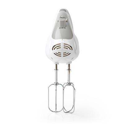 Nedis KAHM100CWT Handmixer 200 W 5-snelheden Turbo-functie 2 Deeghaken / 2 Kloppers Grijs / Wit - thumbnail