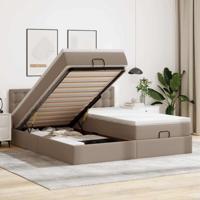 Ottoman bed met matrassen 180x200cm kunstleer cappuccinokleurig - thumbnail